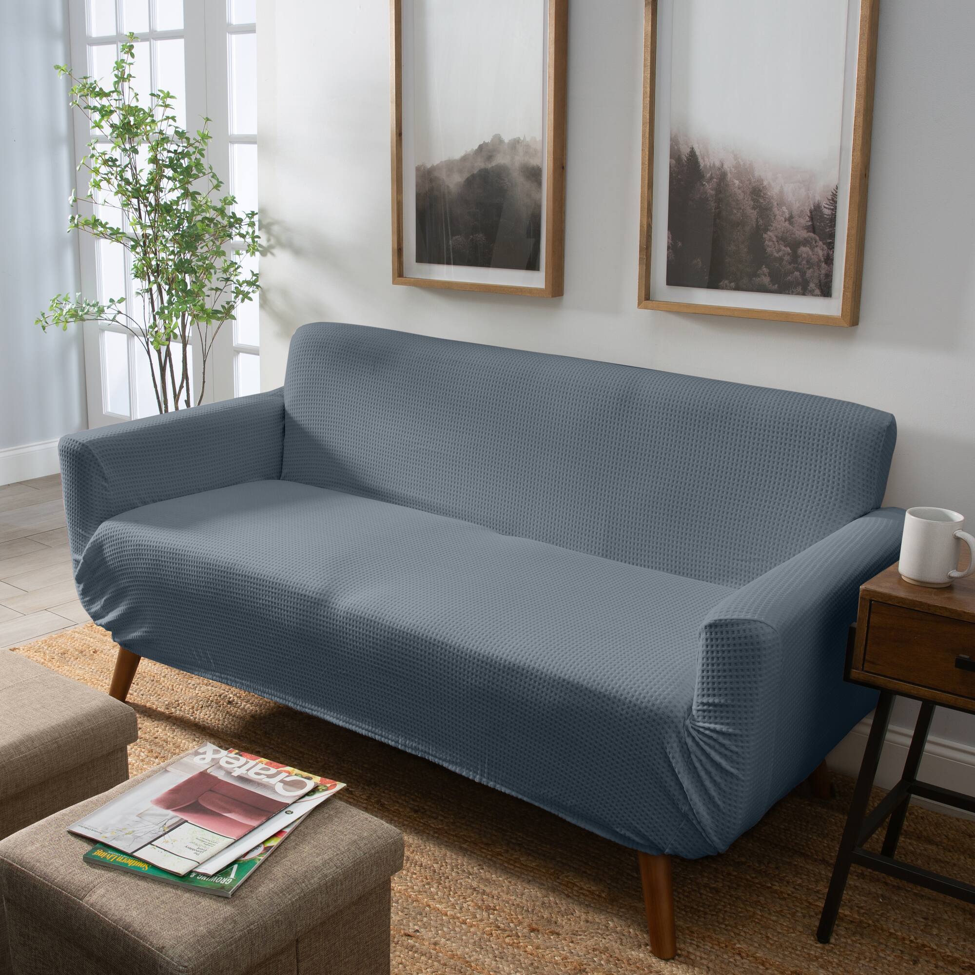 Home Details Waffle Design Loveseat Furniture Slipcover